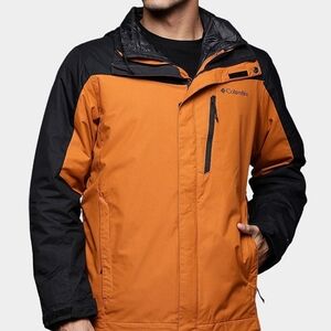 Columbia Men's Vibrant Orange and Black Snow Jacket
